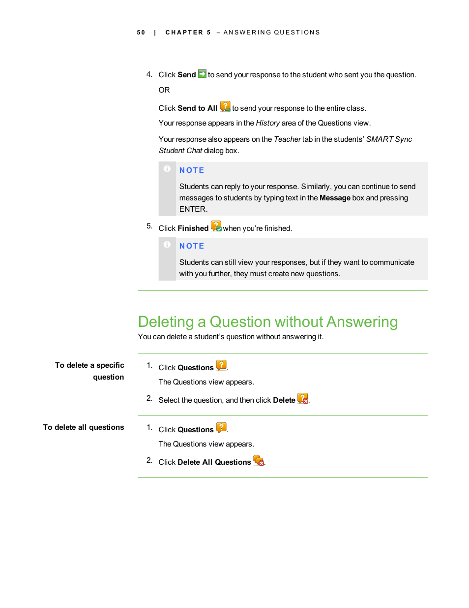 Deleting a question without answering | Smart Technologies Smart Sync 2010 User Manual | Page 56 / 116