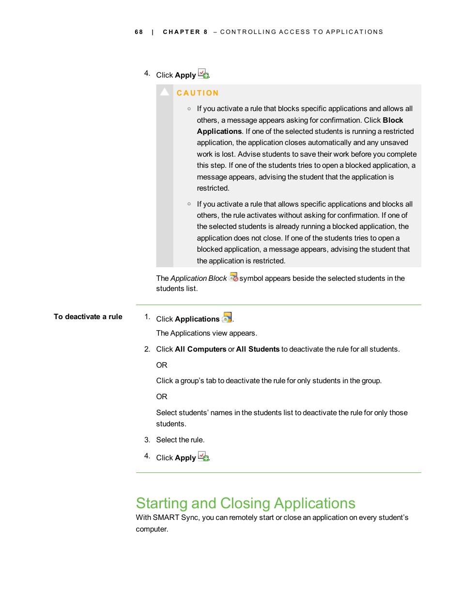 Starting and closing applications | Smart Technologies Smart Sync 2010 User Manual | Page 74 / 116