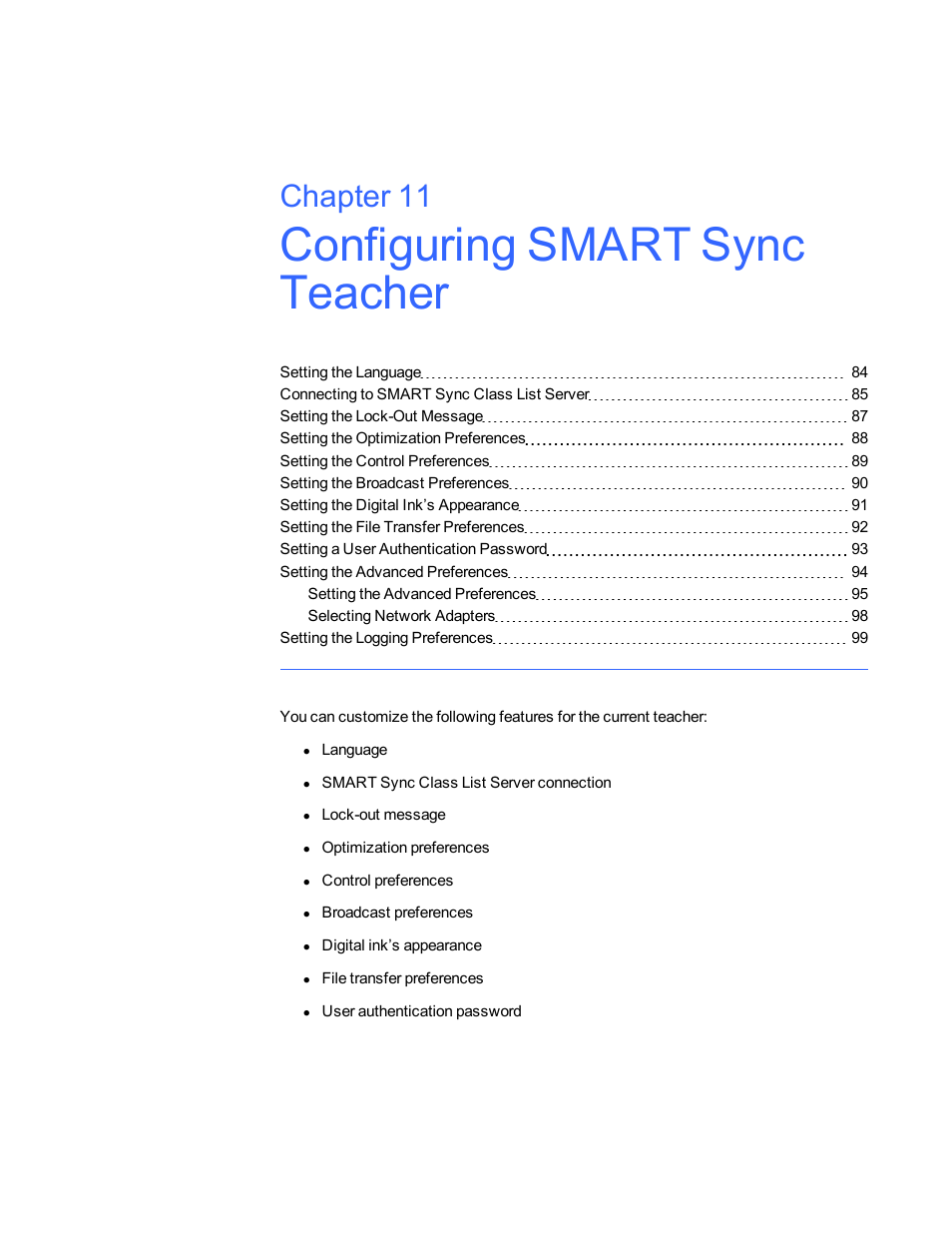 Configuring smart sync teacher, Chapter 11 | Smart Technologies Smart Sync 2010 User Manual | Page 89 / 116