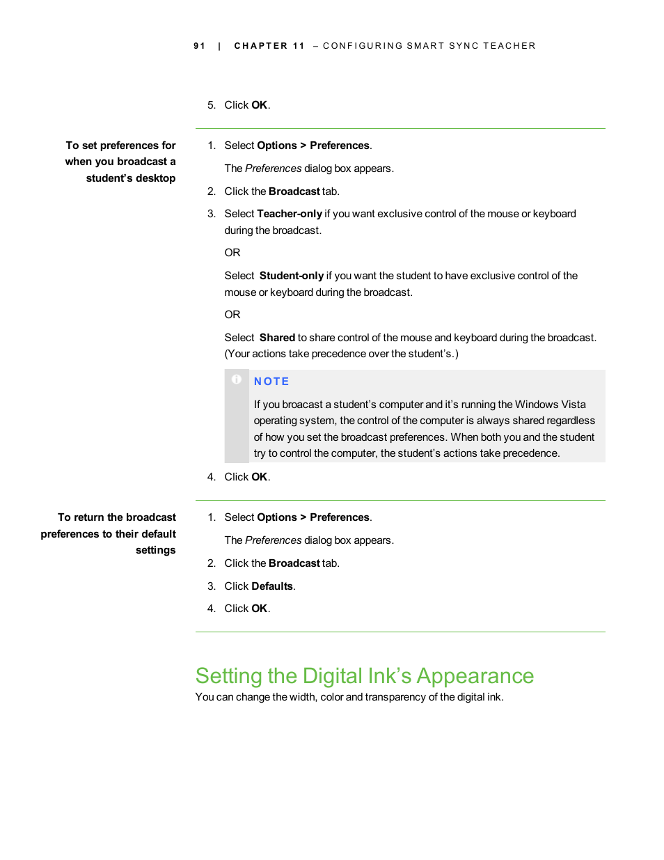 Setting the digital ink’s appearance | Smart Technologies Smart Sync 2010 User Manual | Page 97 / 116