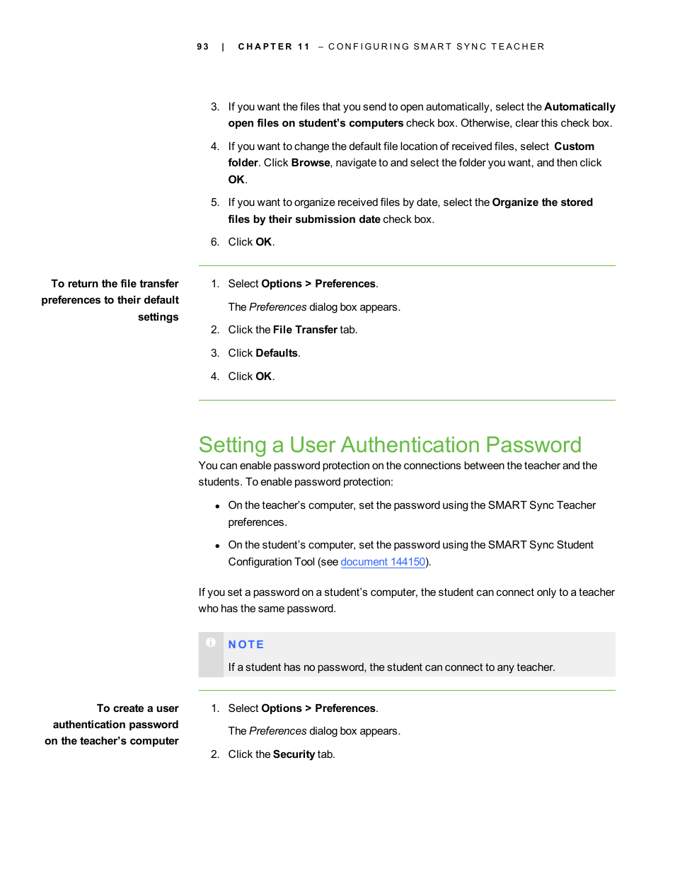 Setting a user authentication password | Smart Technologies Smart Sync 2010 User Manual | Page 99 / 116