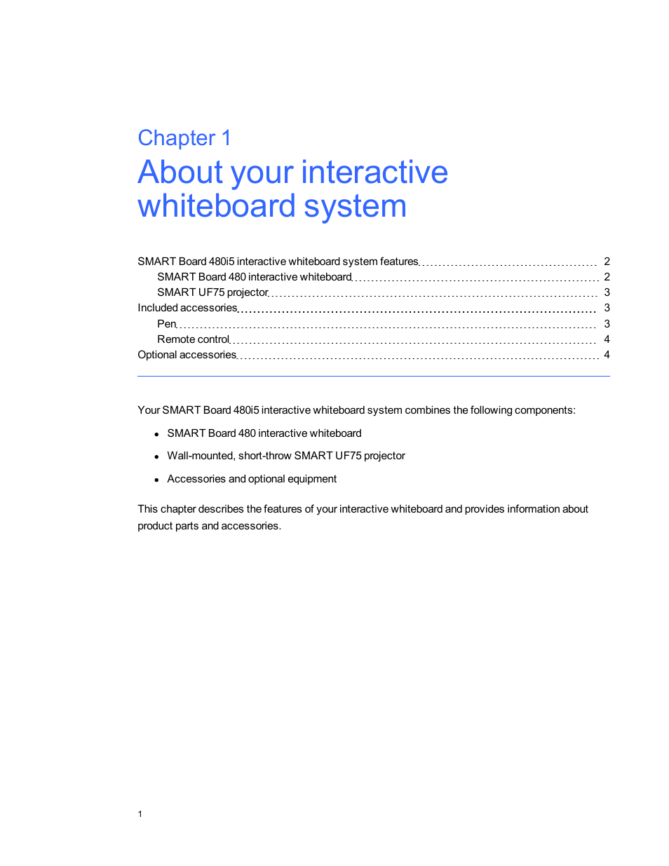 Chapter 1 | Smart Technologies 480i5 User Manual | Page 11 / 90