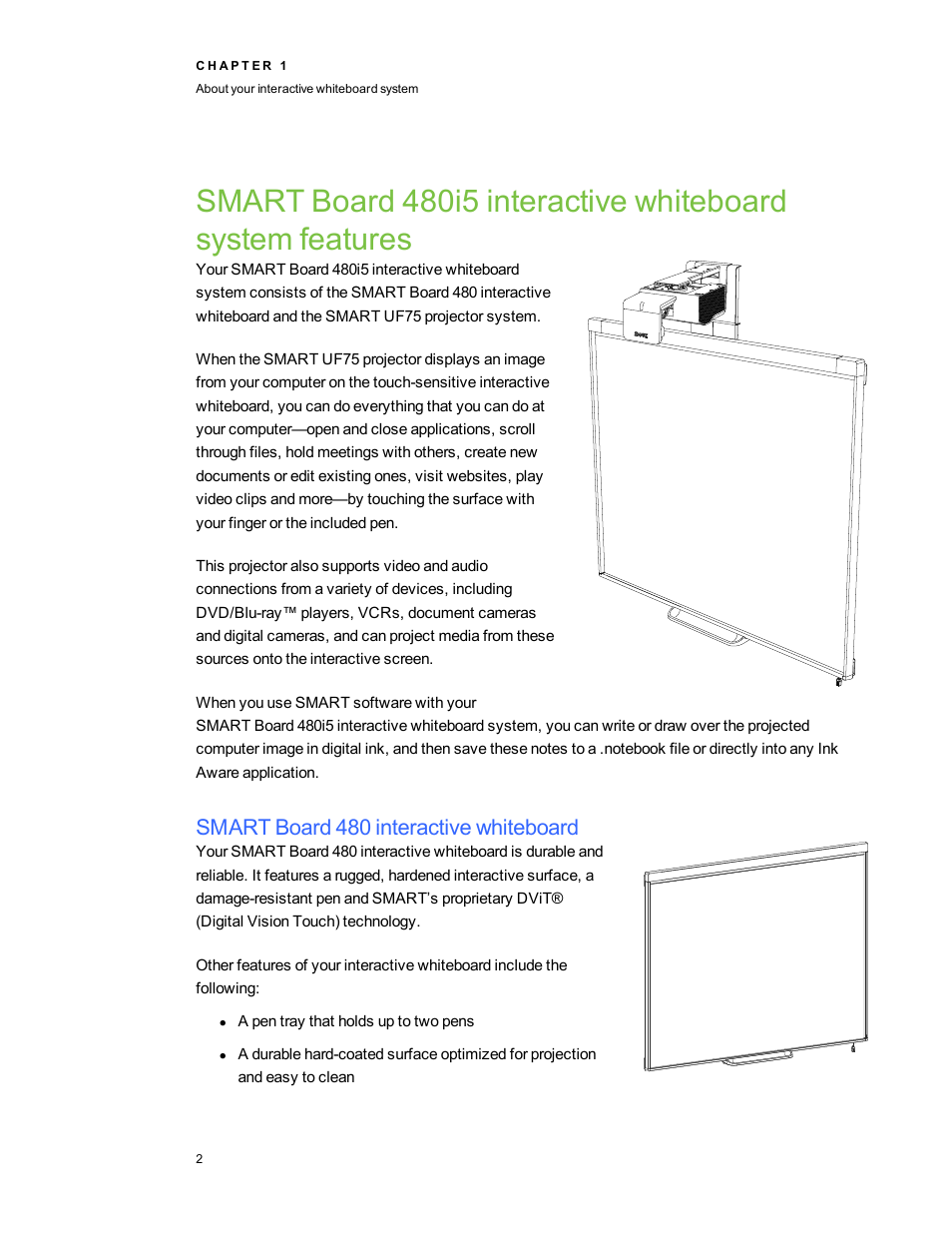 Smart board 480 interactive whiteboard | Smart Technologies 480i5 User Manual | Page 12 / 90