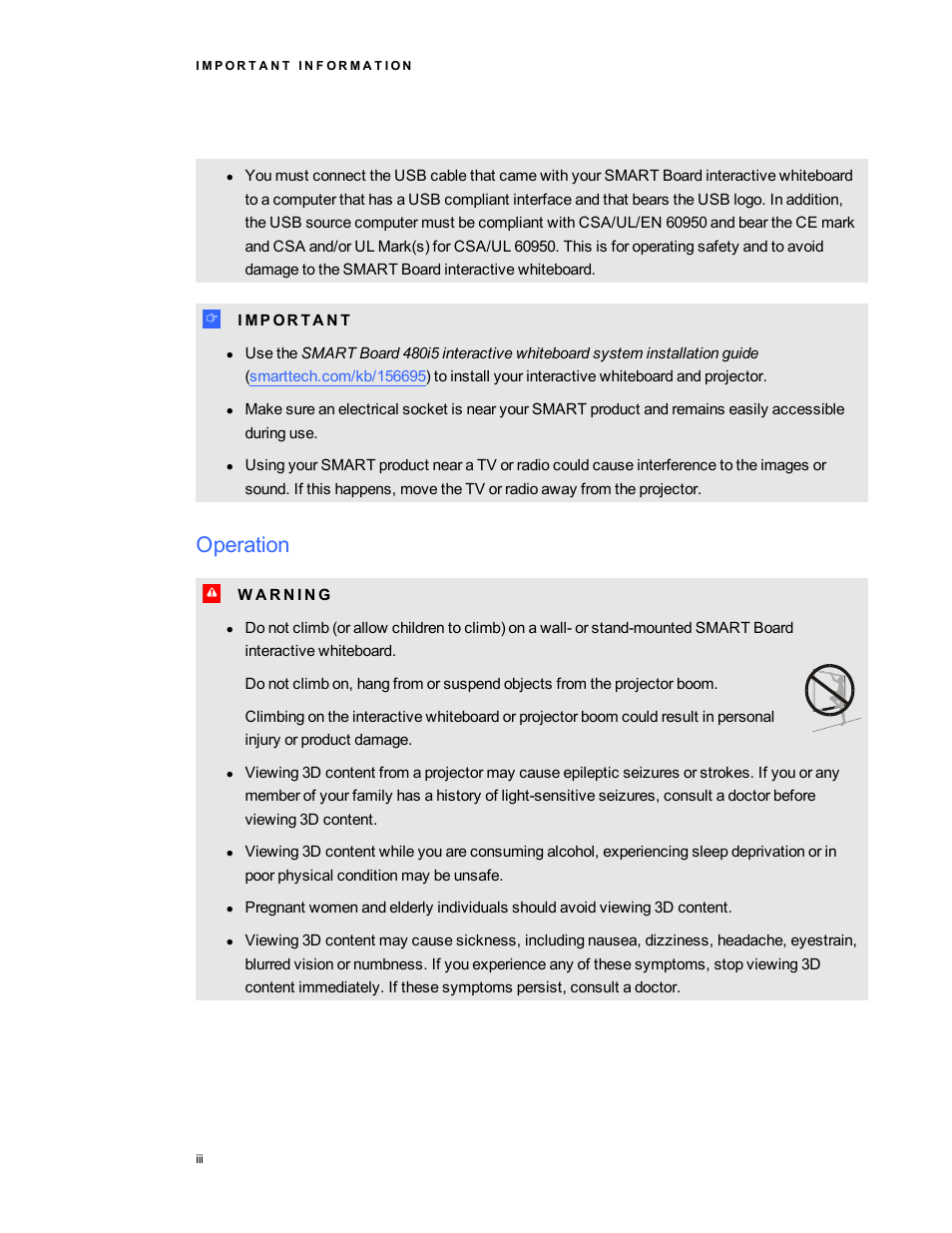 Operation | Smart Technologies 480i5 User Manual | Page 5 / 90