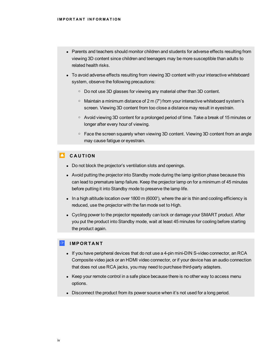 Smart Technologies 480i5 User Manual | Page 6 / 90