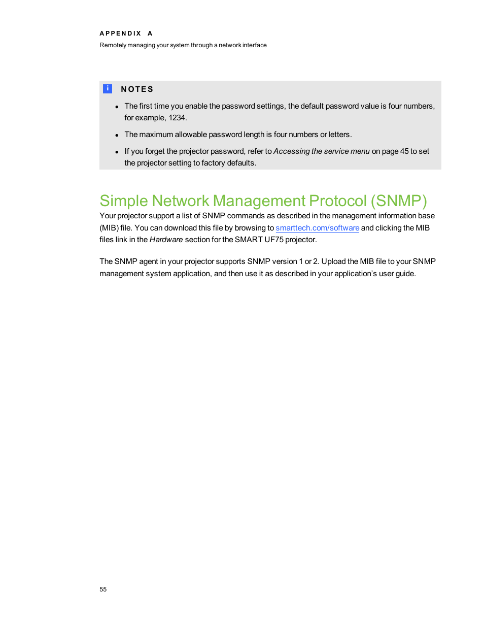 Simple network management protocol (snmp) | Smart Technologies 480i5 User Manual | Page 65 / 90