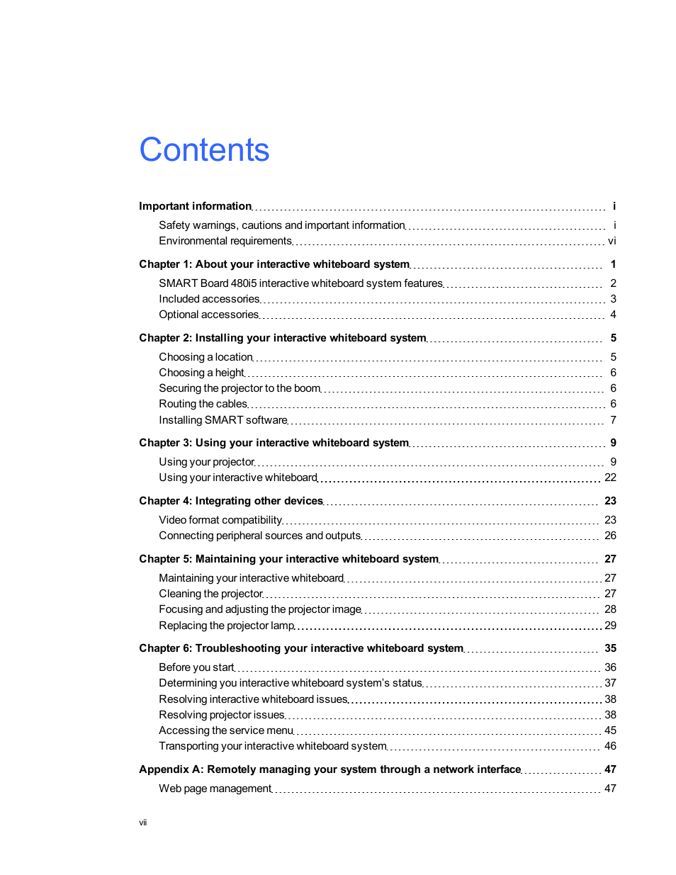 Smart Technologies 480i5 User Manual | Page 9 / 90