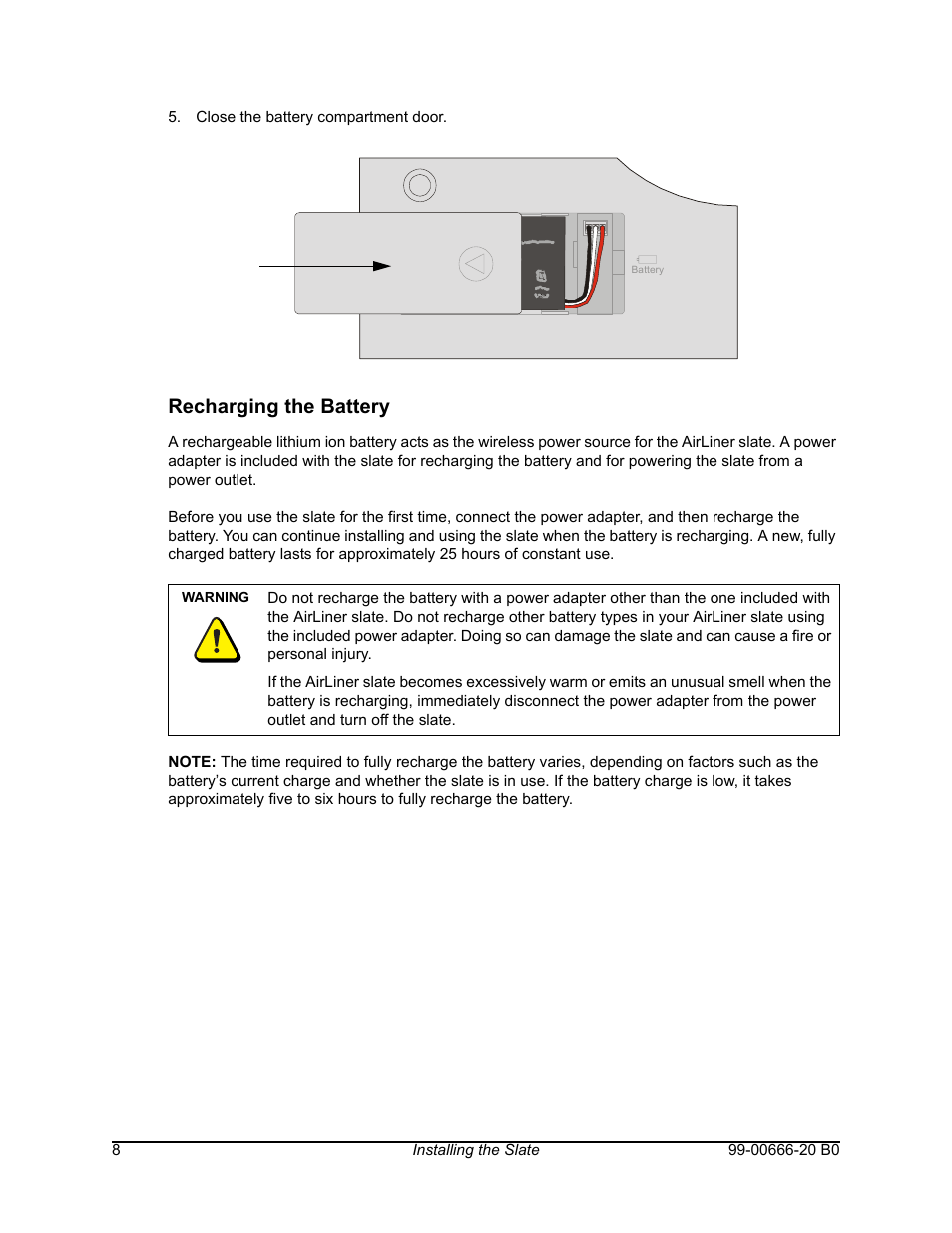 Recharging the battery | Smart Technologies AIRLINER WIRELESS SLATE WS100 User Manual | Page 16 / 84
