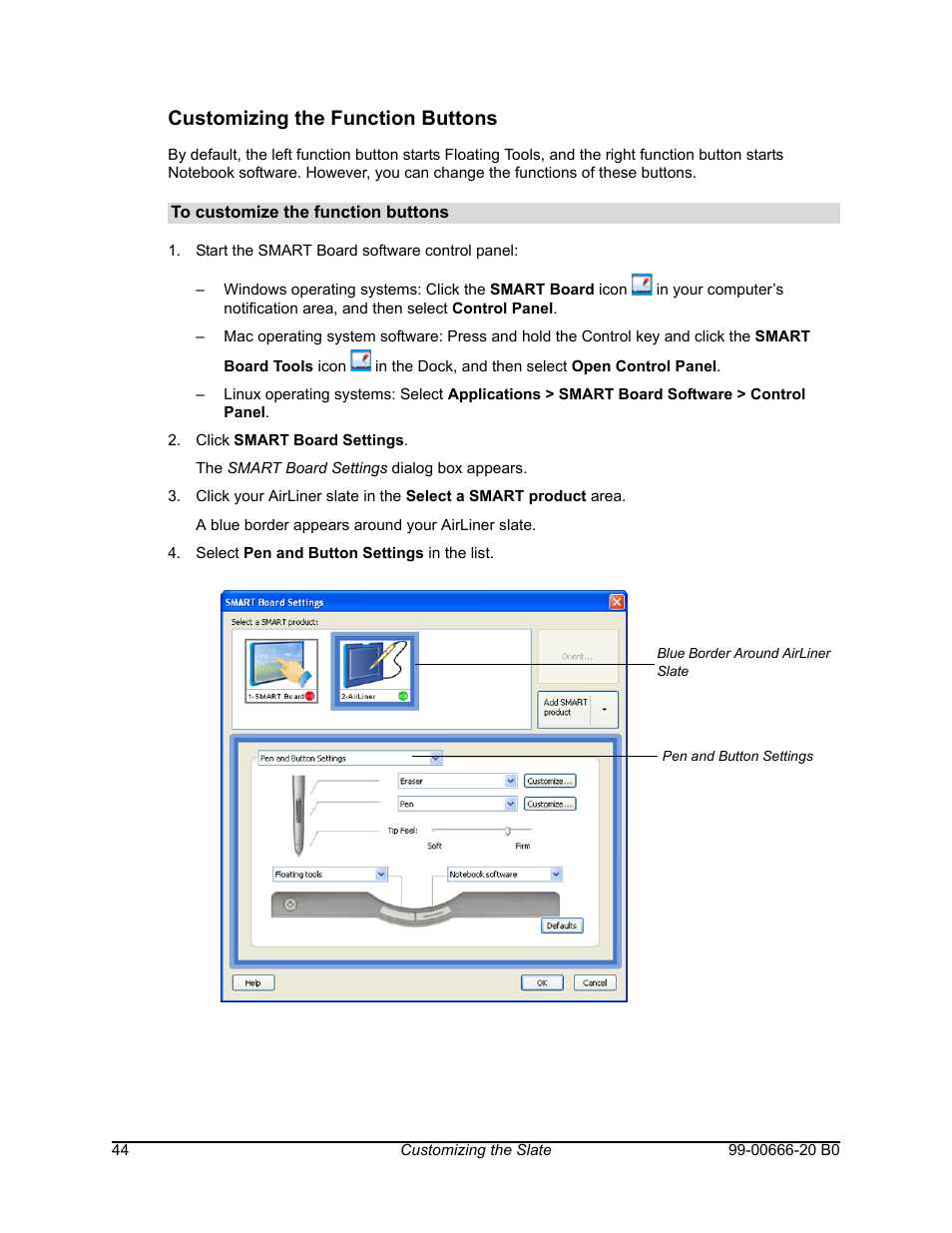 Customizing the function buttons | Smart Technologies AIRLINER WIRELESS SLATE WS100 User Manual | Page 52 / 84