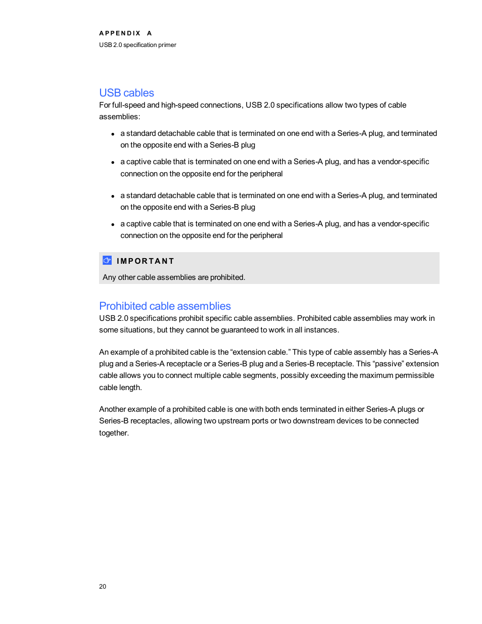 Usb cables, Prohibited cable assemblies | Smart Technologies Smart Board 800 Series User Manual | Page 24 / 30