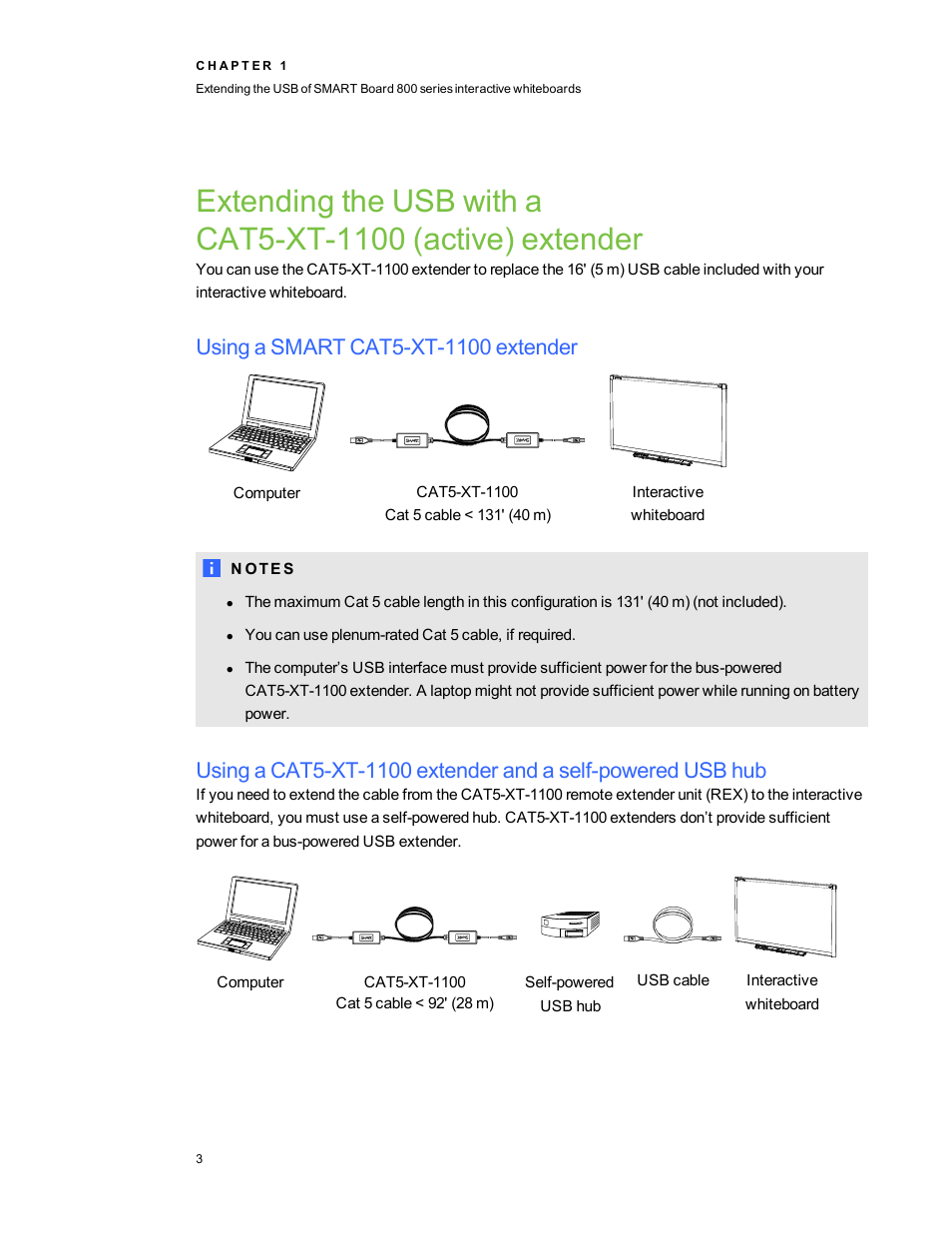 Using a smart cat5-xt-1100 extender | Smart Technologies Smart Board 800 Series User Manual | Page 7 / 30