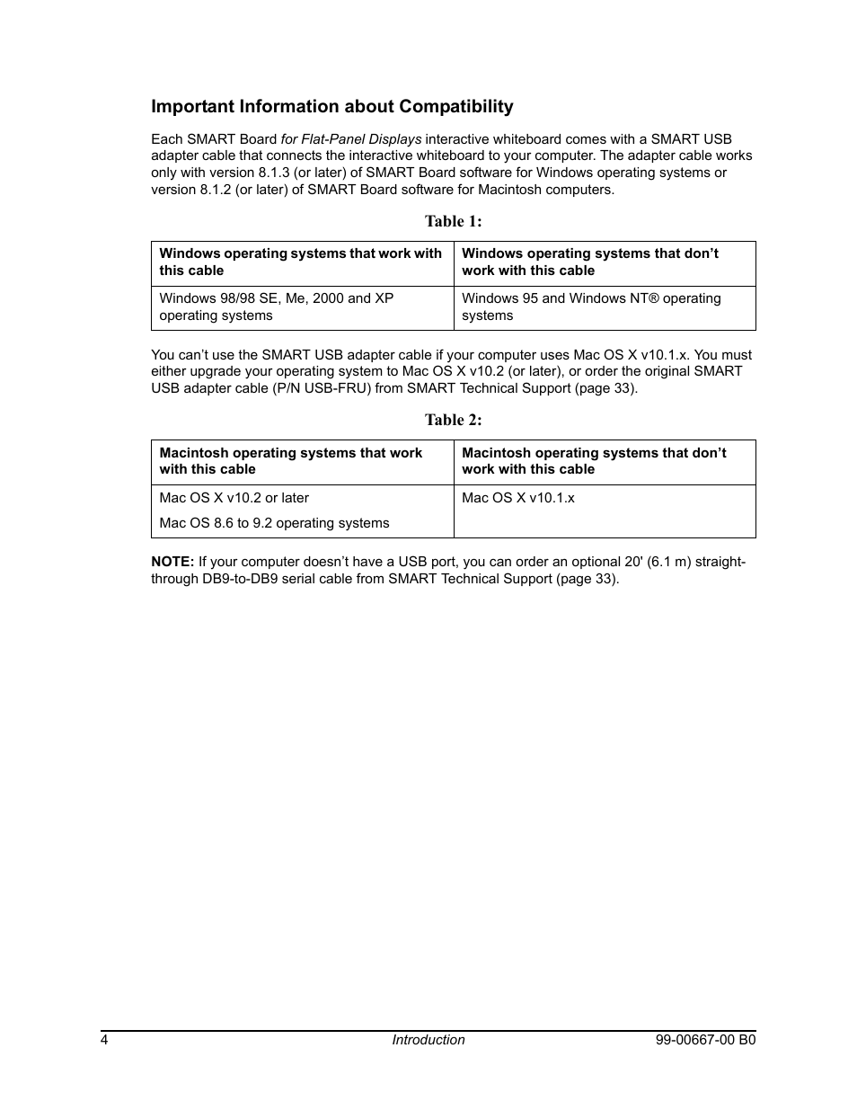 Important information about compatibility | Smart Technologies Interactive Whiteboard SBFPD User Manual | Page 12 / 46