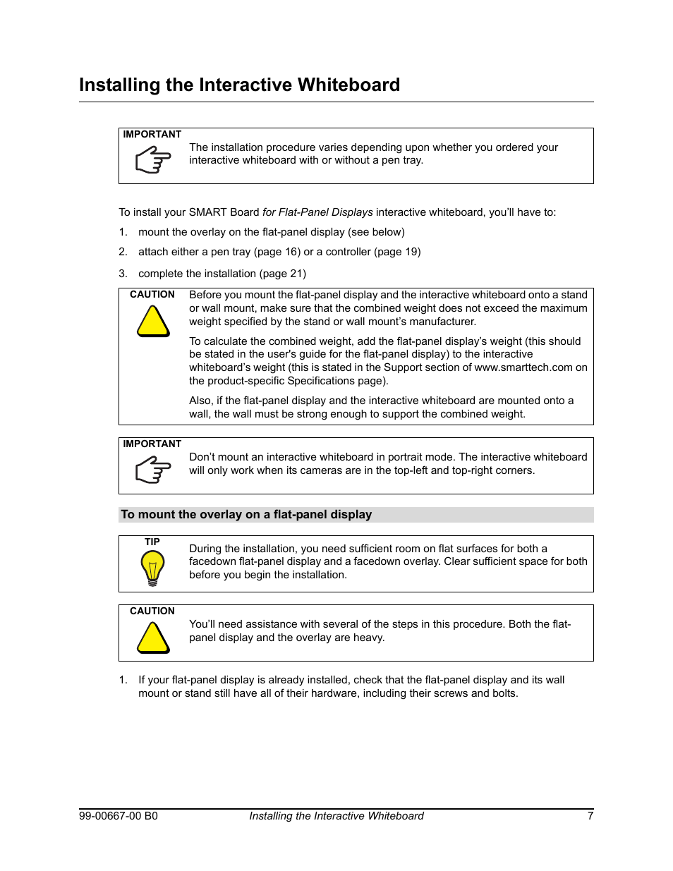 Installing the interactive whiteboard | Smart Technologies Interactive Whiteboard SBFPD User Manual | Page 15 / 46