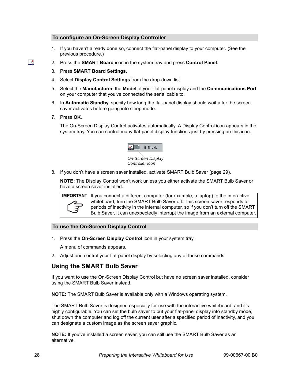 Using the smart bulb saver | Smart Technologies Interactive Whiteboard SBFPD User Manual | Page 36 / 46