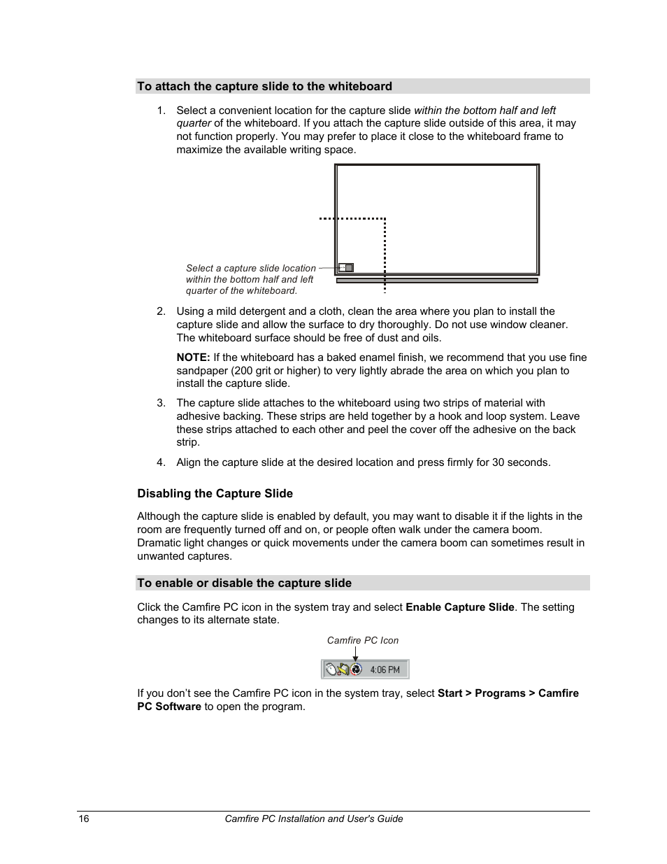 Disabling the capture slide | Smart Technologies PC User Manual | Page 22 / 37