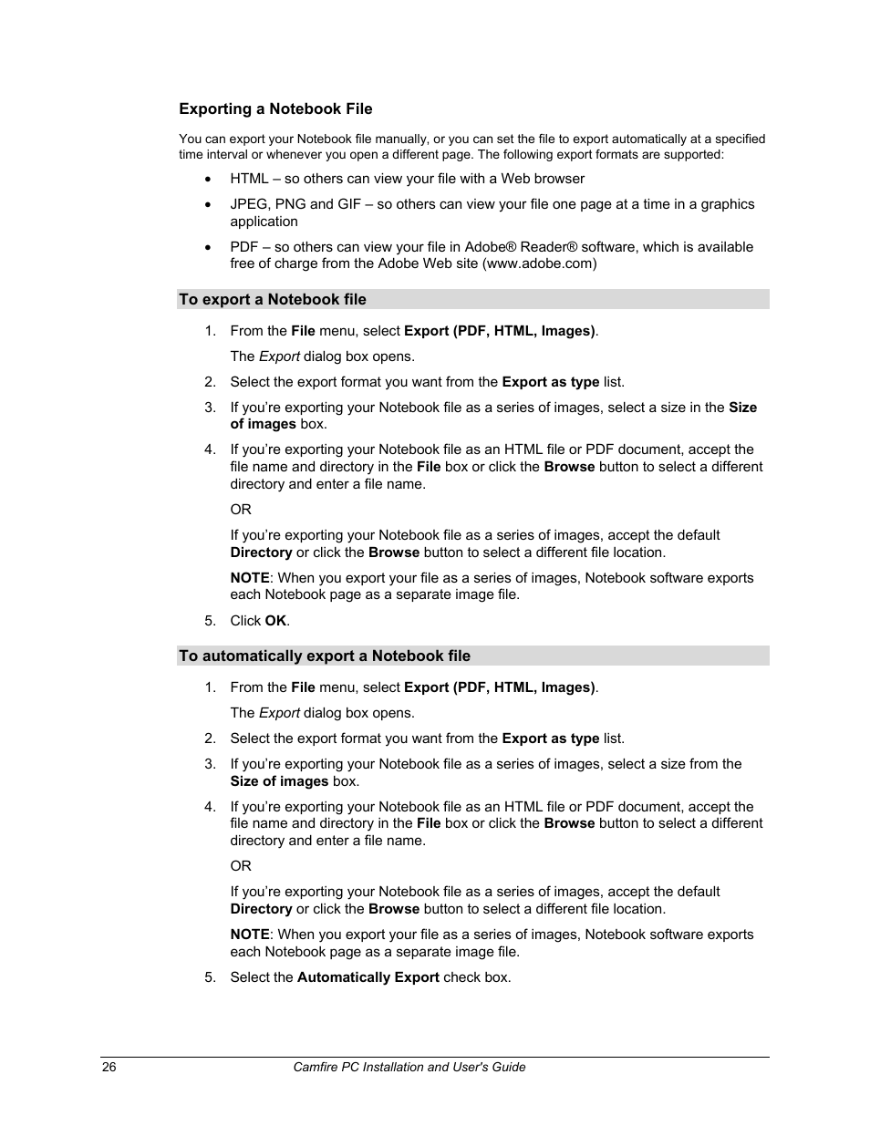 Exporting a notebook file | Smart Technologies PC User Manual | Page 32 / 37