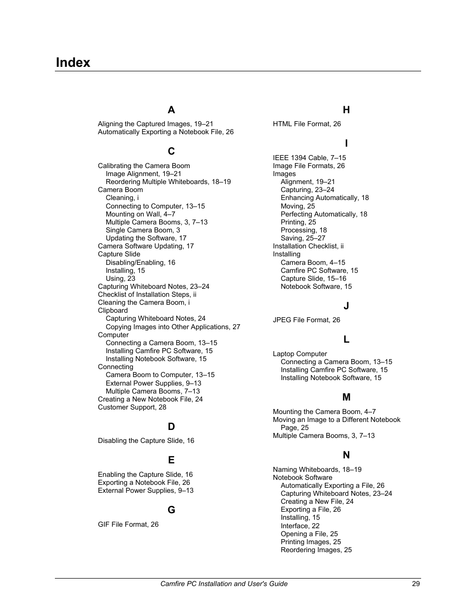 Index | Smart Technologies PC User Manual | Page 35 / 37