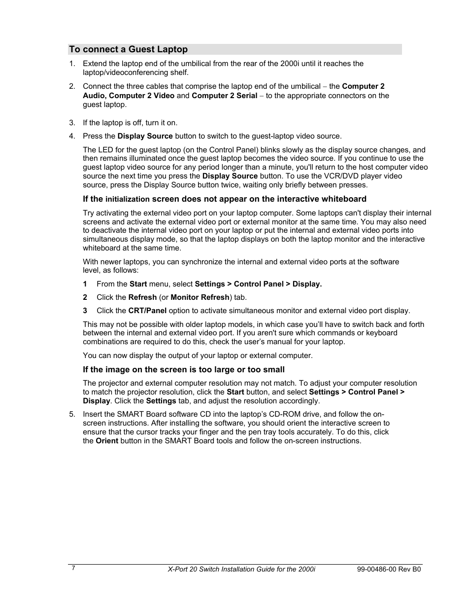 To connect a guest laptop | Smart Technologies X-Port 20 Switch XP20-2000i User Manual | Page 11 / 12