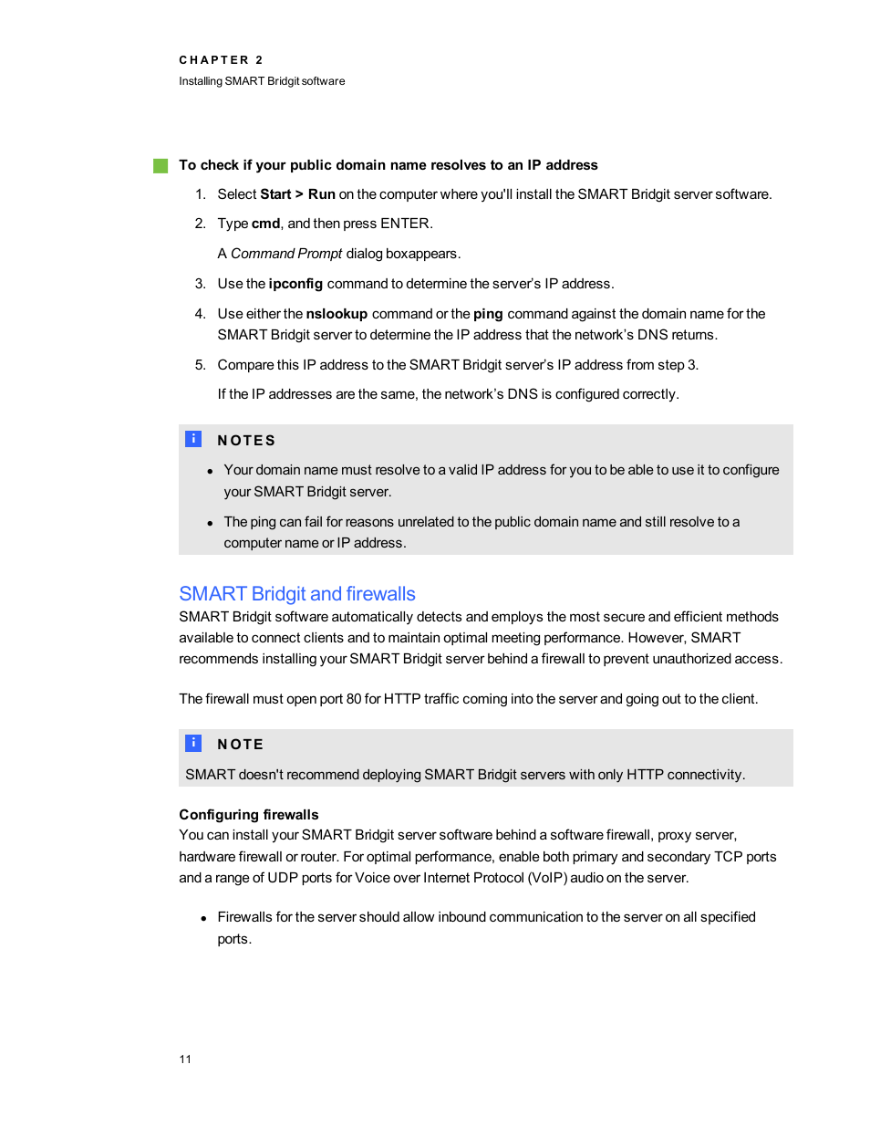 Smart bridgit and firewalls, Configuring firewalls | Smart Technologies Smart Bridgit 4.5 User Manual | Page 15 / 82