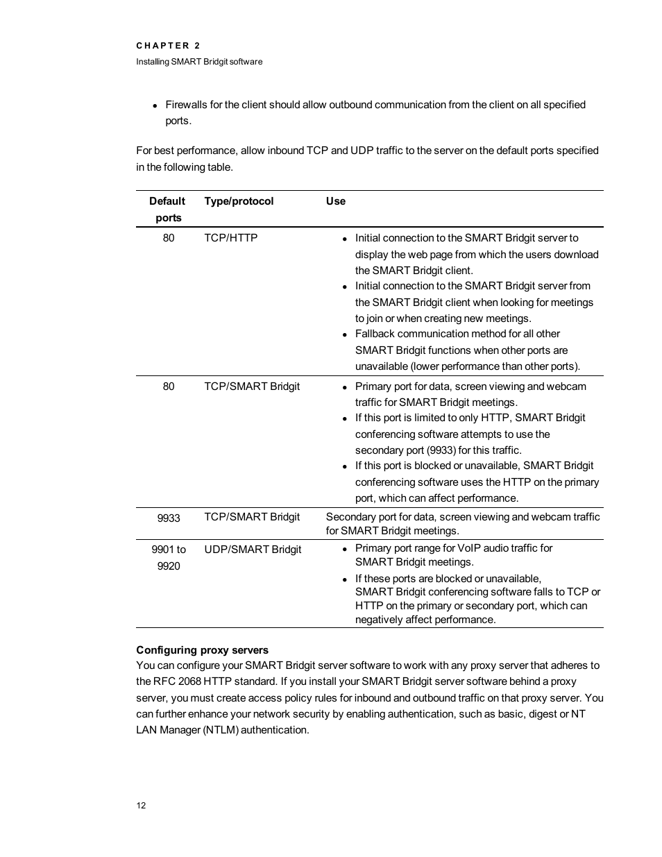 Configuring proxy servers | Smart Technologies Smart Bridgit 4.5 User Manual | Page 16 / 82