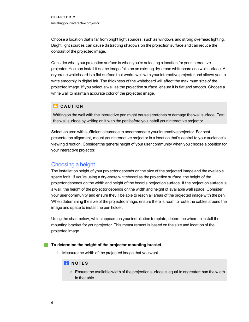 Choosing a height | Smart Technologies LightRaise 40wi User Manual | Page 12 / 86