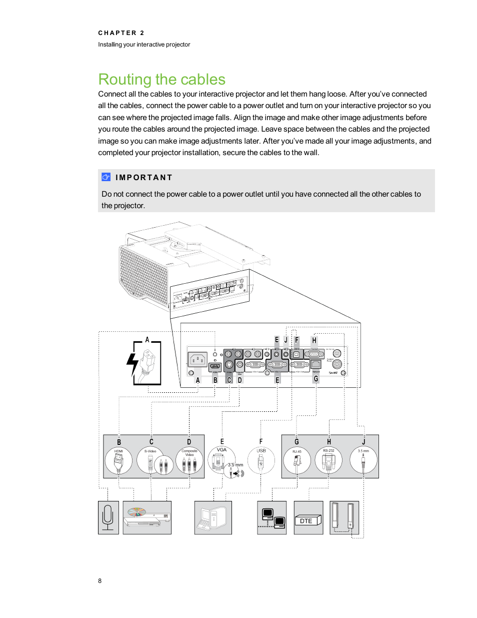 Routing the cables | Smart Technologies LightRaise 40wi User Manual | Page 14 / 86