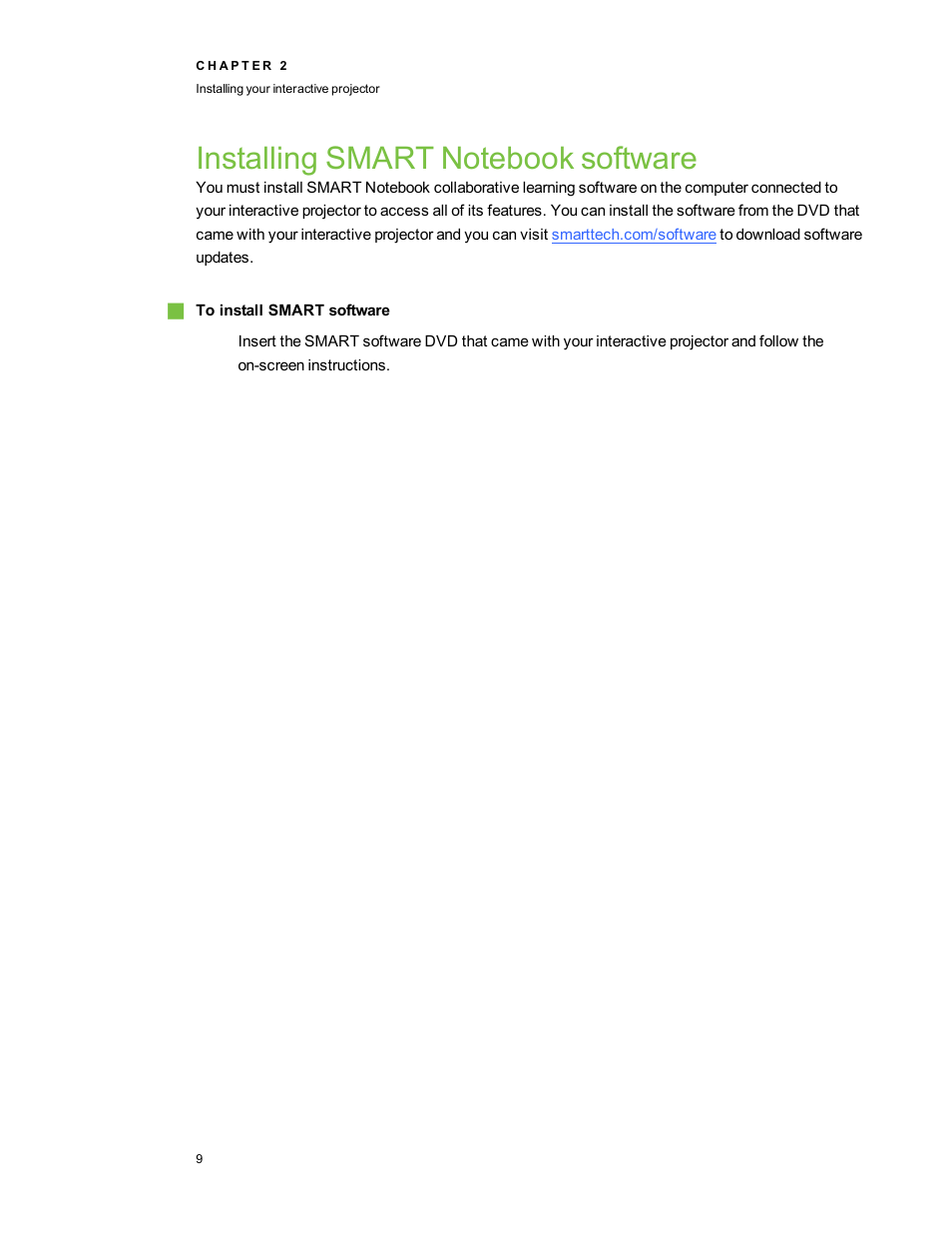 Installing smart notebook software | Smart Technologies LightRaise 40wi User Manual | Page 15 / 86