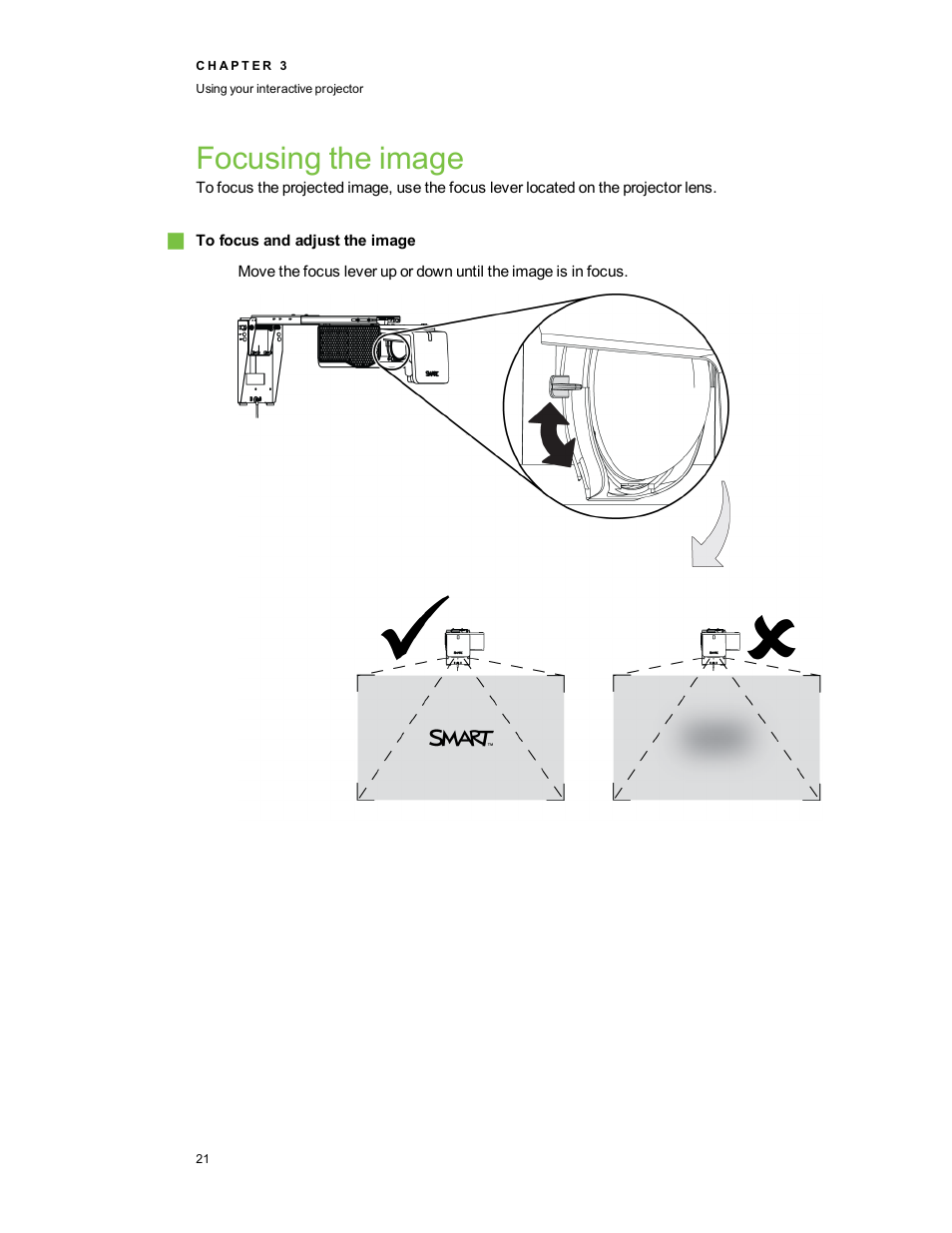 Focusing the image | Smart Technologies LightRaise 40wi User Manual | Page 27 / 86