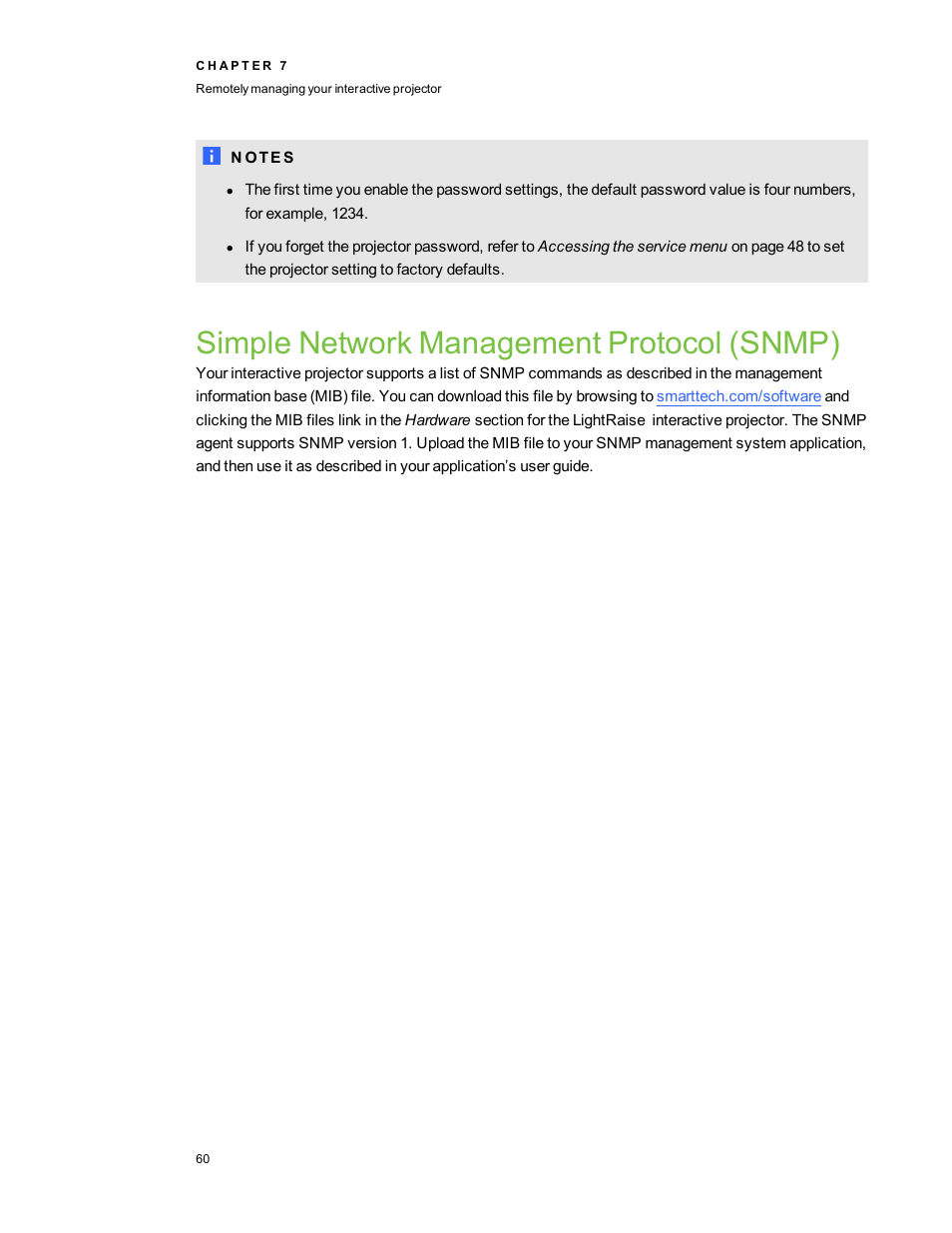 Simple network management protocol (snmp) | Smart Technologies LightRaise 40wi User Manual | Page 66 / 86