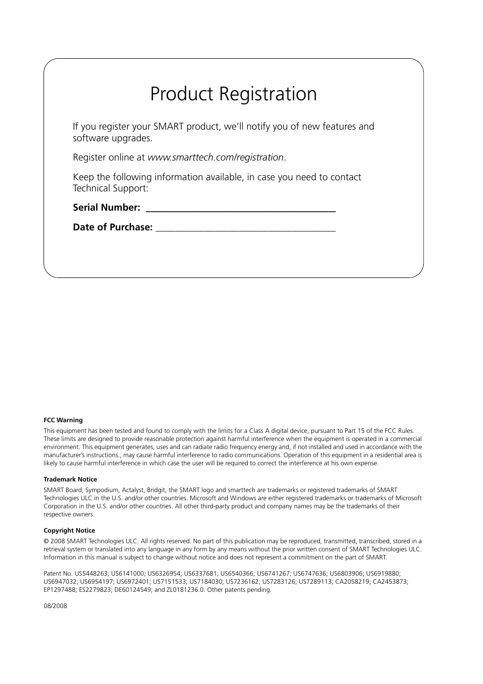 Product registration | Smart Technologies SMART Hub PE260 User Manual | Page 2 / 32