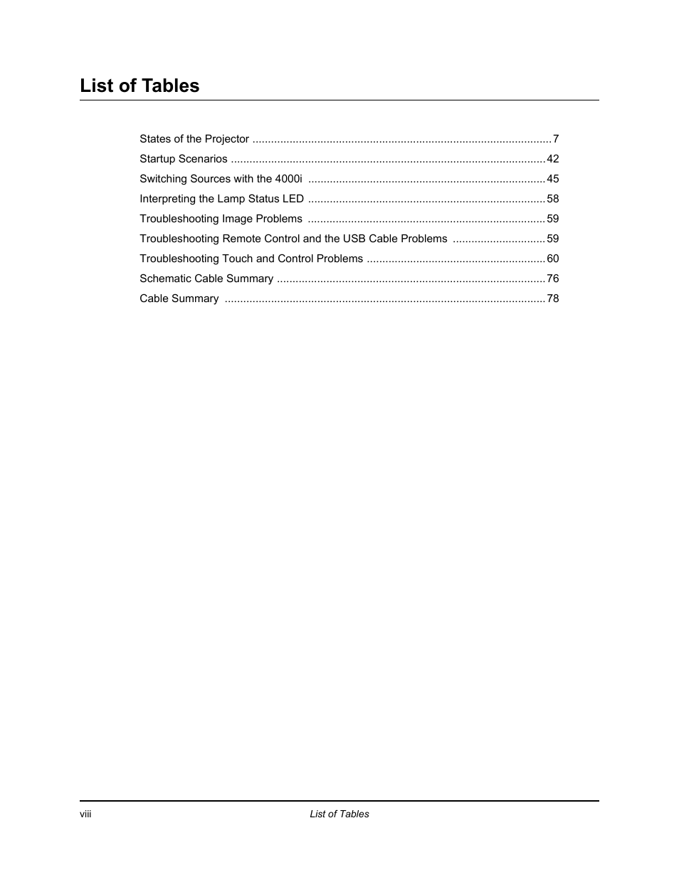 List of tables | Smart Technologies SMART BOARD 4000I User Manual | Page 10 / 94