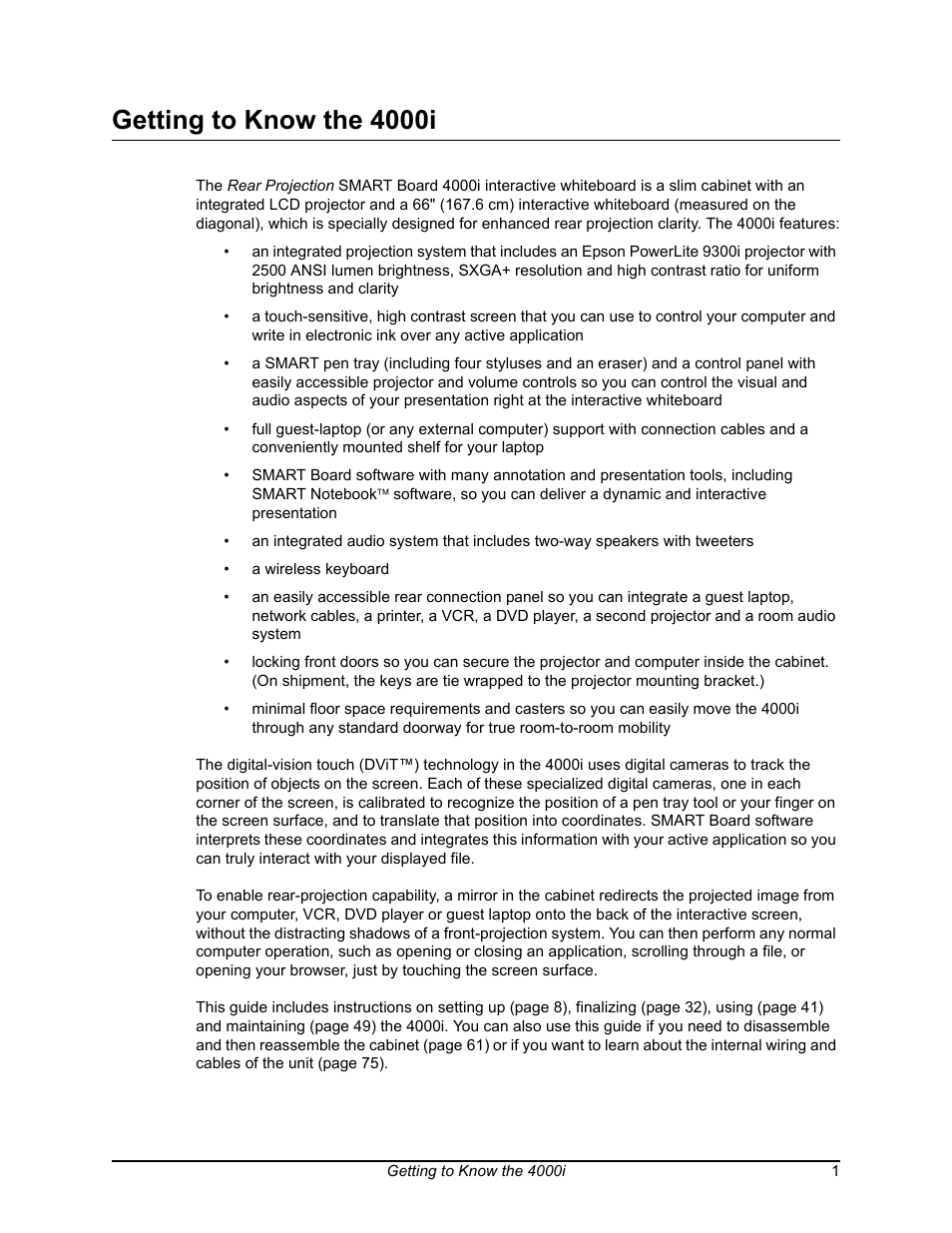 Getting to know the 4000i | Smart Technologies SMART BOARD 4000I User Manual | Page 11 / 94