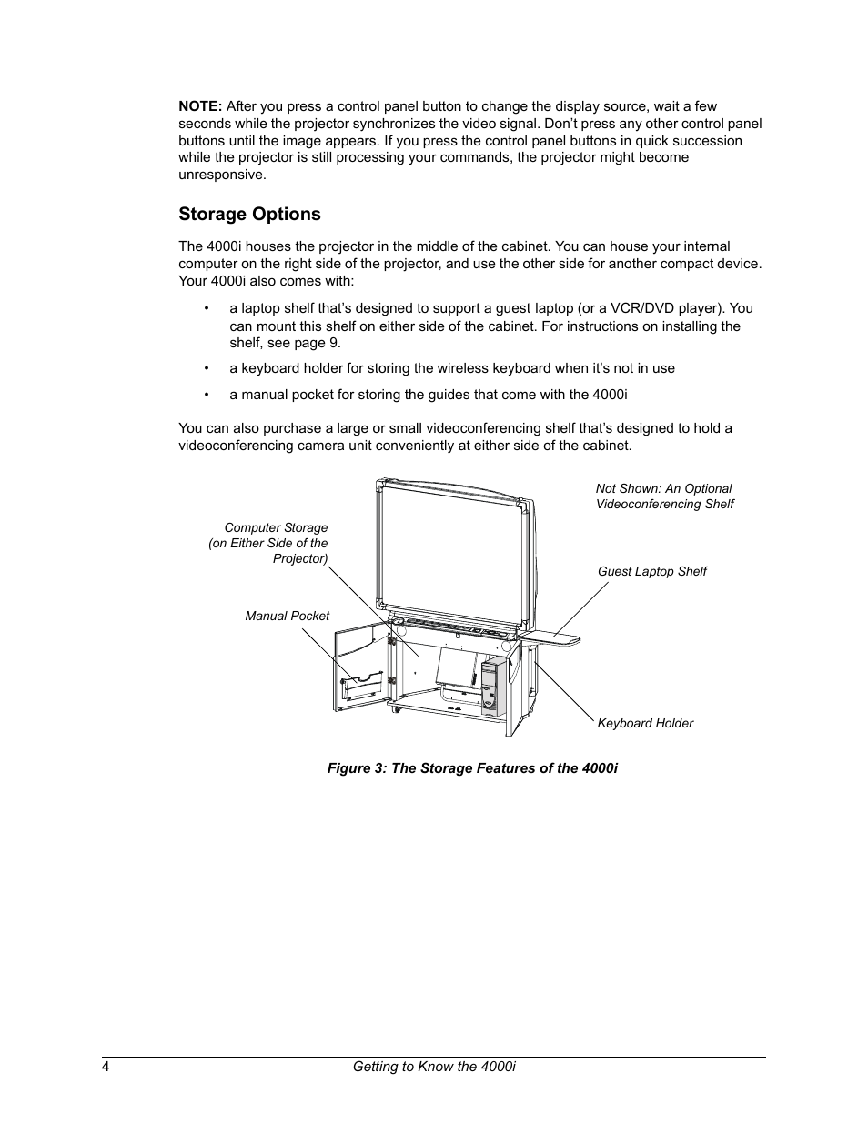 Storage options, The storage features of the 4000i | Smart Technologies SMART BOARD 4000I User Manual | Page 14 / 94