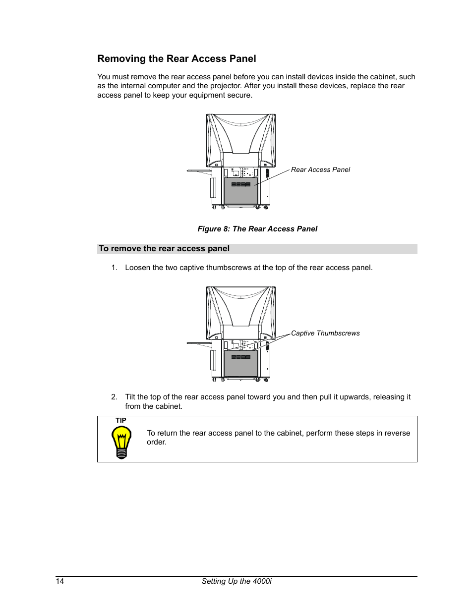 Removing the rear access panel, The rear access panel | Smart Technologies SMART BOARD 4000I User Manual | Page 24 / 94