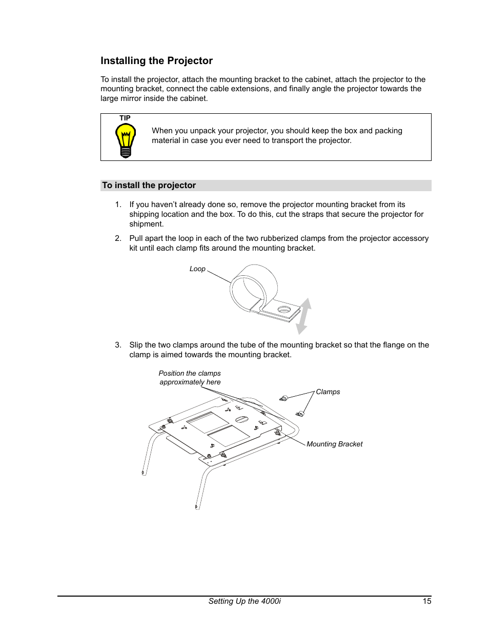 Installing the projector | Smart Technologies SMART BOARD 4000I User Manual | Page 25 / 94