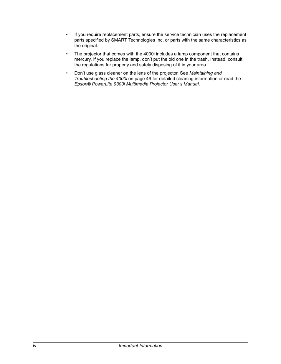 Smart Technologies SMART BOARD 4000I User Manual | Page 6 / 94