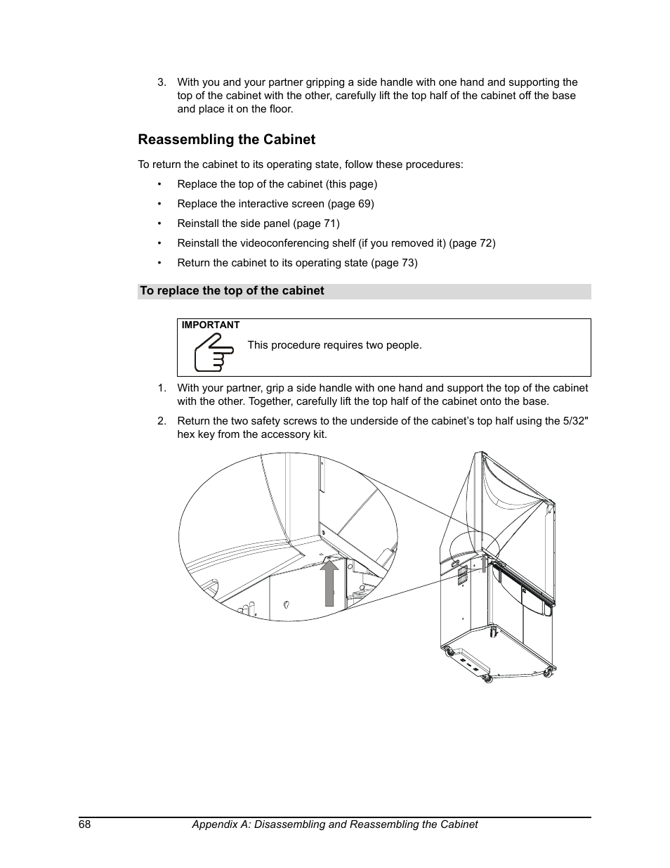 Reassembling the cabinet | Smart Technologies SMART BOARD 4000I User Manual | Page 78 / 94