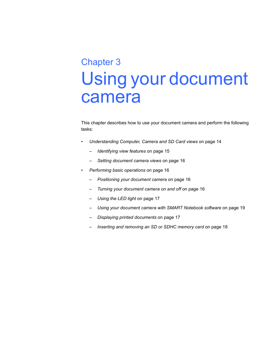 Using your document camera, Chapter 3 | Smart Technologies Smart Document Camera 330 User Manual | Page 19 / 58