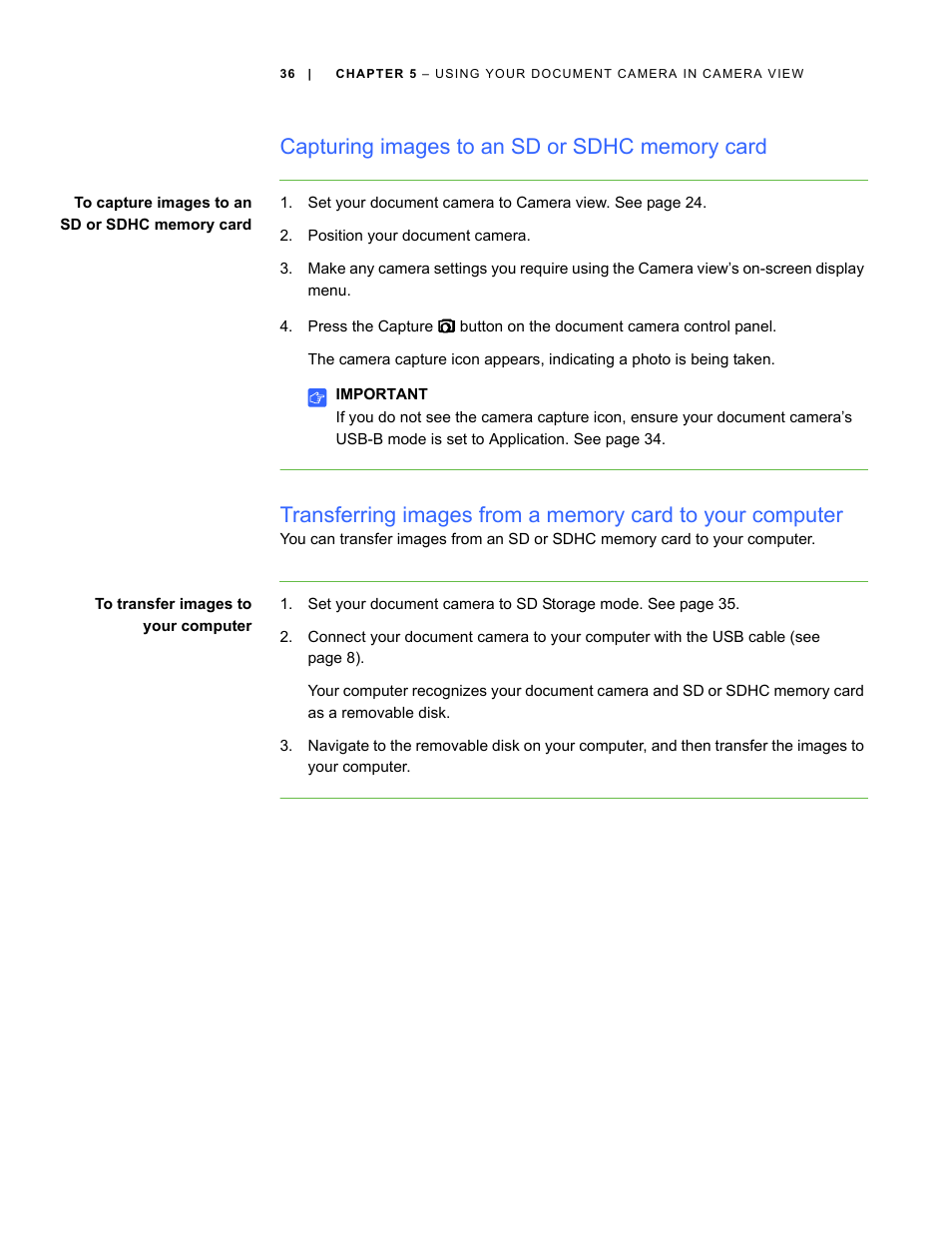 Capturing images to an sd or sdhc memory card | Smart Technologies Smart Document Camera 330 User Manual | Page 42 / 58