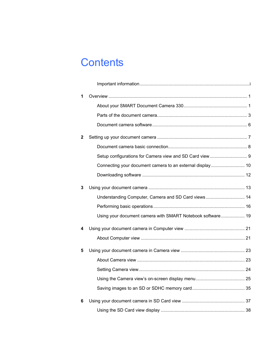 Smart Technologies Smart Document Camera 330 User Manual | Page 5 / 58