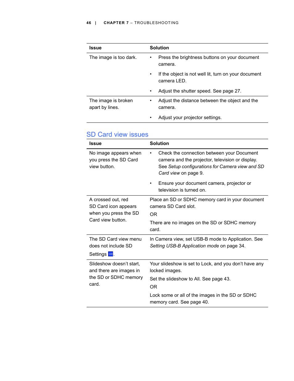 Sd card view issues | Smart Technologies Smart Document Camera 330 User Manual | Page 52 / 58