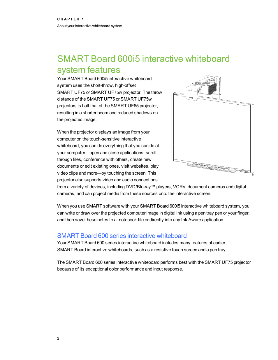 Smart board 600 series interactive whiteboard | Smart Technologies Interactive Whiteboard System 600i5 User Manual | Page 14 / 106