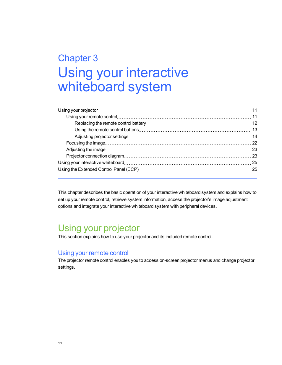 Using your projector, Using your remote control, Chapter 3 | Smart Technologies Interactive Whiteboard System 600i5 User Manual | Page 23 / 106