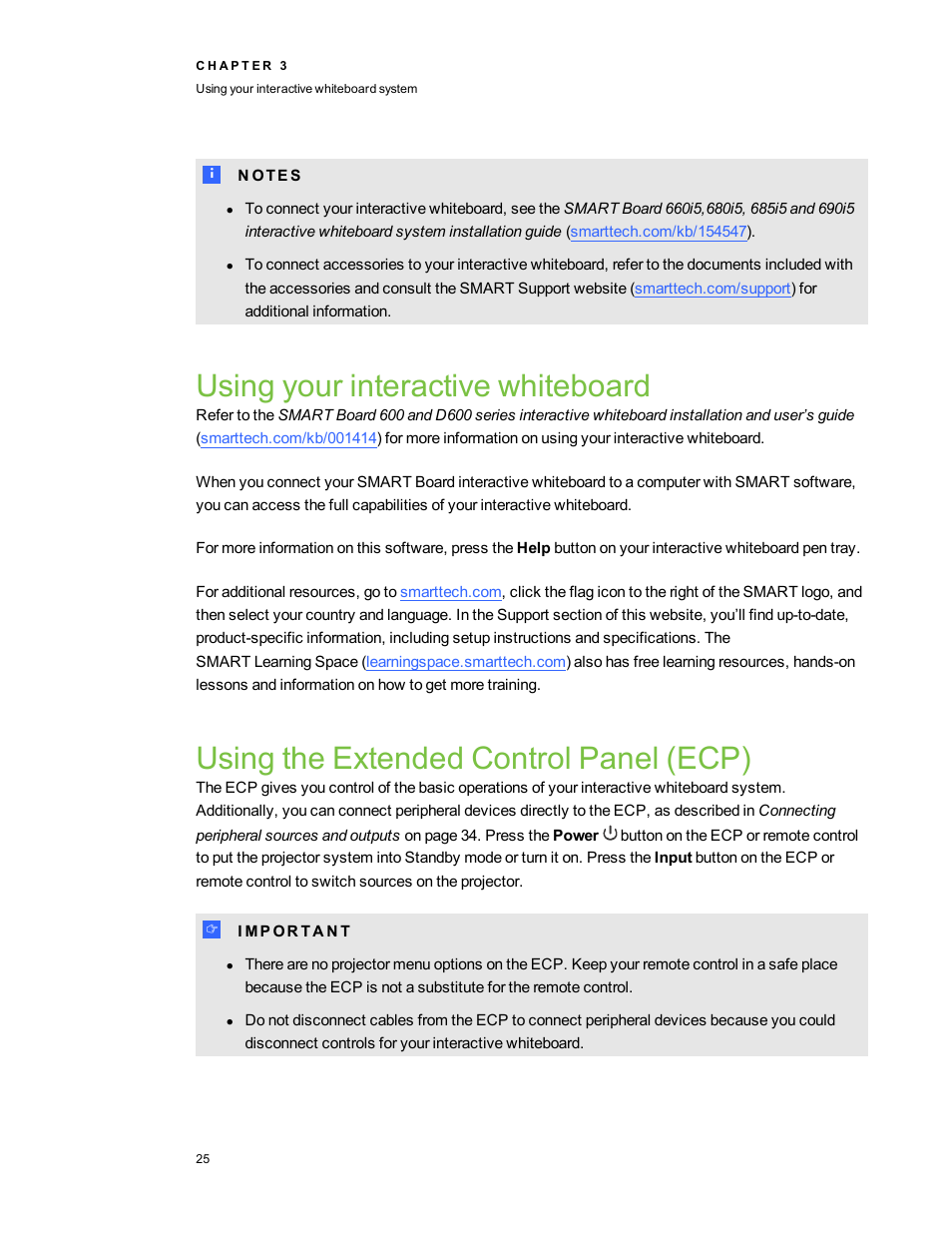 Using your interactive whiteboard, Using the extended control panel (ecp) | Smart Technologies Interactive Whiteboard System 600i5 User Manual | Page 37 / 106