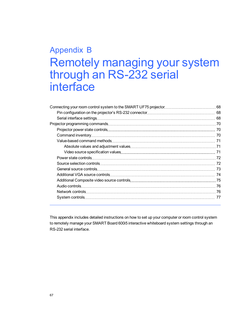 Appendix b | Smart Technologies Interactive Whiteboard System 600i5 User Manual | Page 79 / 106