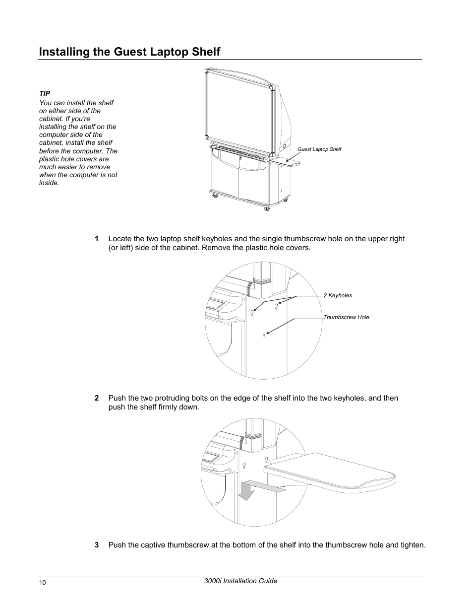 Installing the guest laptop shelf | Smart Technologies 3000i User Manual | Page 18 / 62