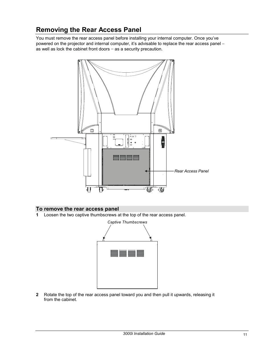 Removing the rear access panel | Smart Technologies 3000i User Manual | Page 19 / 62