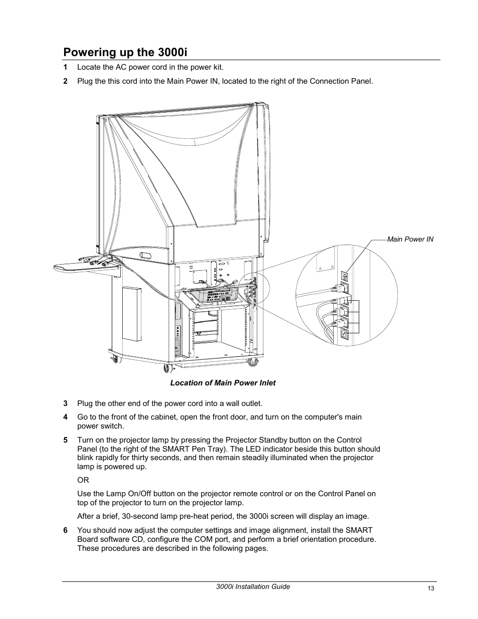 Powering up the 3000i | Smart Technologies 3000i User Manual | Page 21 / 62