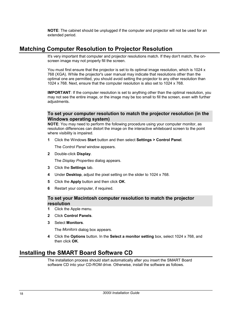 Installing the smart board software cd | Smart Technologies 3000i User Manual | Page 26 / 62