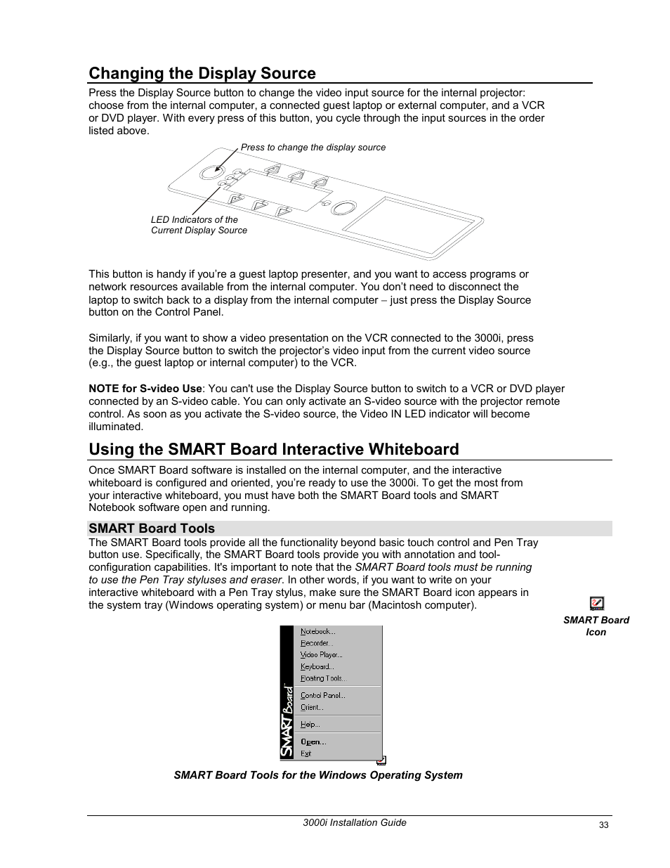 Changing the display source, Using the smart board interactive whiteboard | Smart Technologies 3000i User Manual | Page 41 / 62